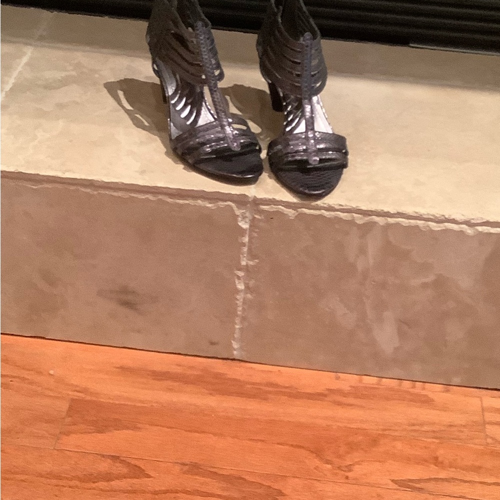 Nine West Gray Strappy Sandals with Stiletto Heel